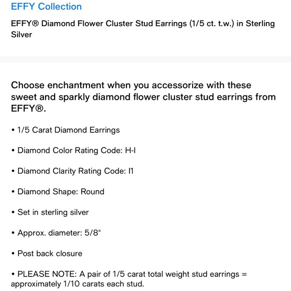 NIB EFfY- Diamond Cluster Earrings - Picture 8 of 8